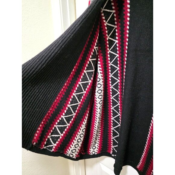 J.JILL Wool Blend Fair Isle Women's Open Front Knit Cardigan With Red & Black Ge - Picture 5 of 10